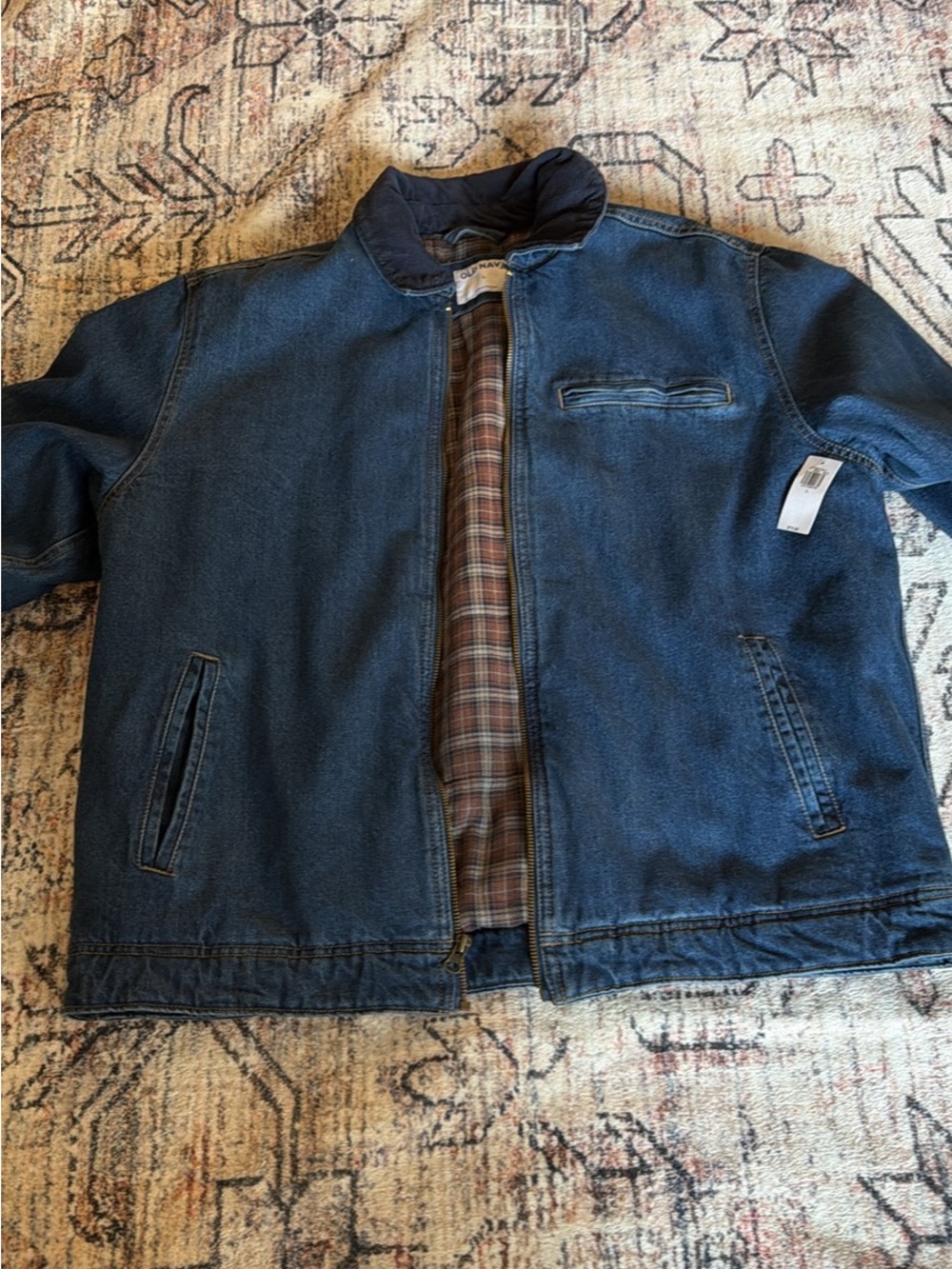Heavy Weight Plaid Lined Denim Jacket Old Navy L